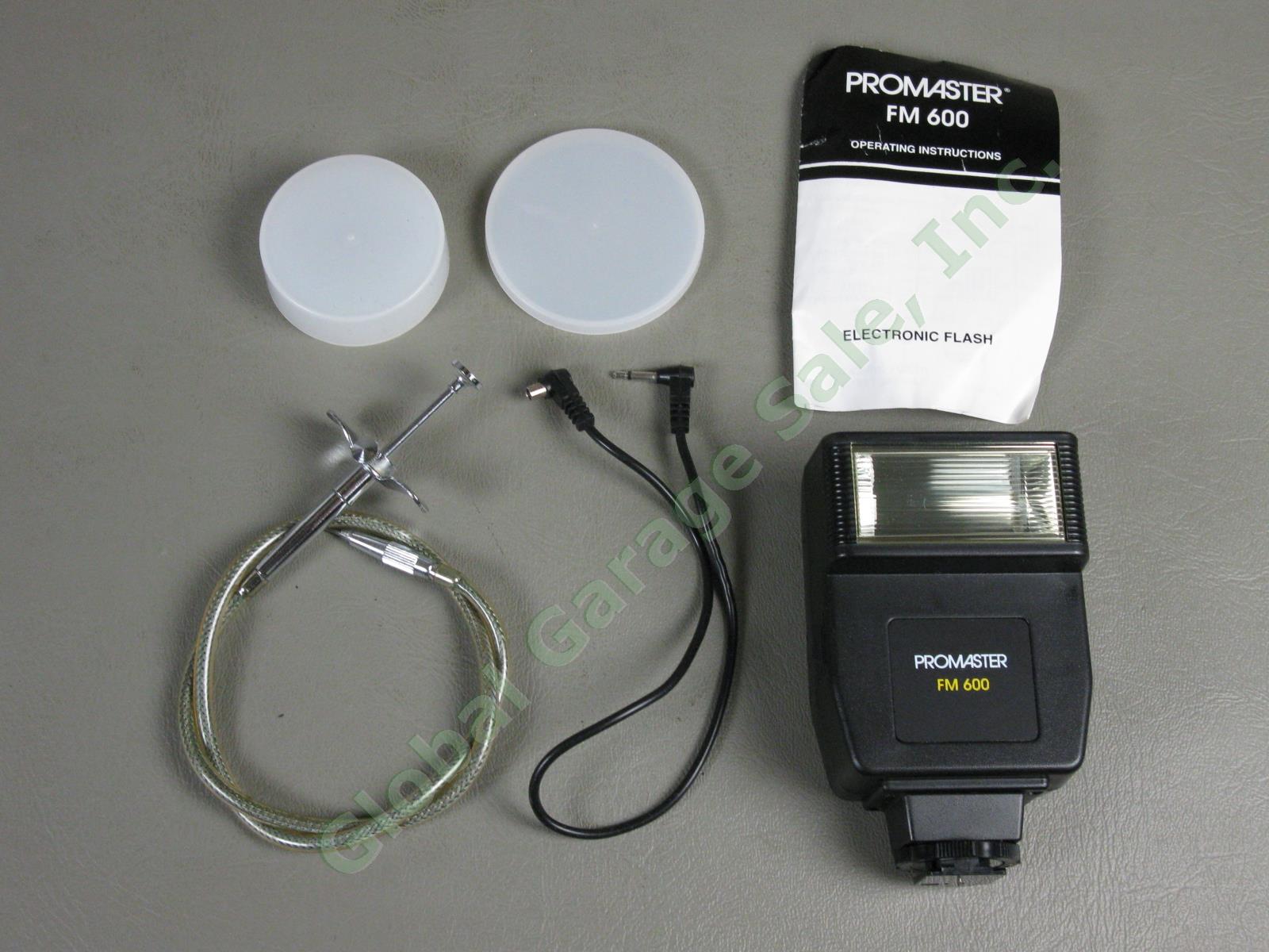 Nikon FE2 35mm Camera Nikkor 50mm f/1.8 Lens Case Manual Promaster Flash Bundle 10