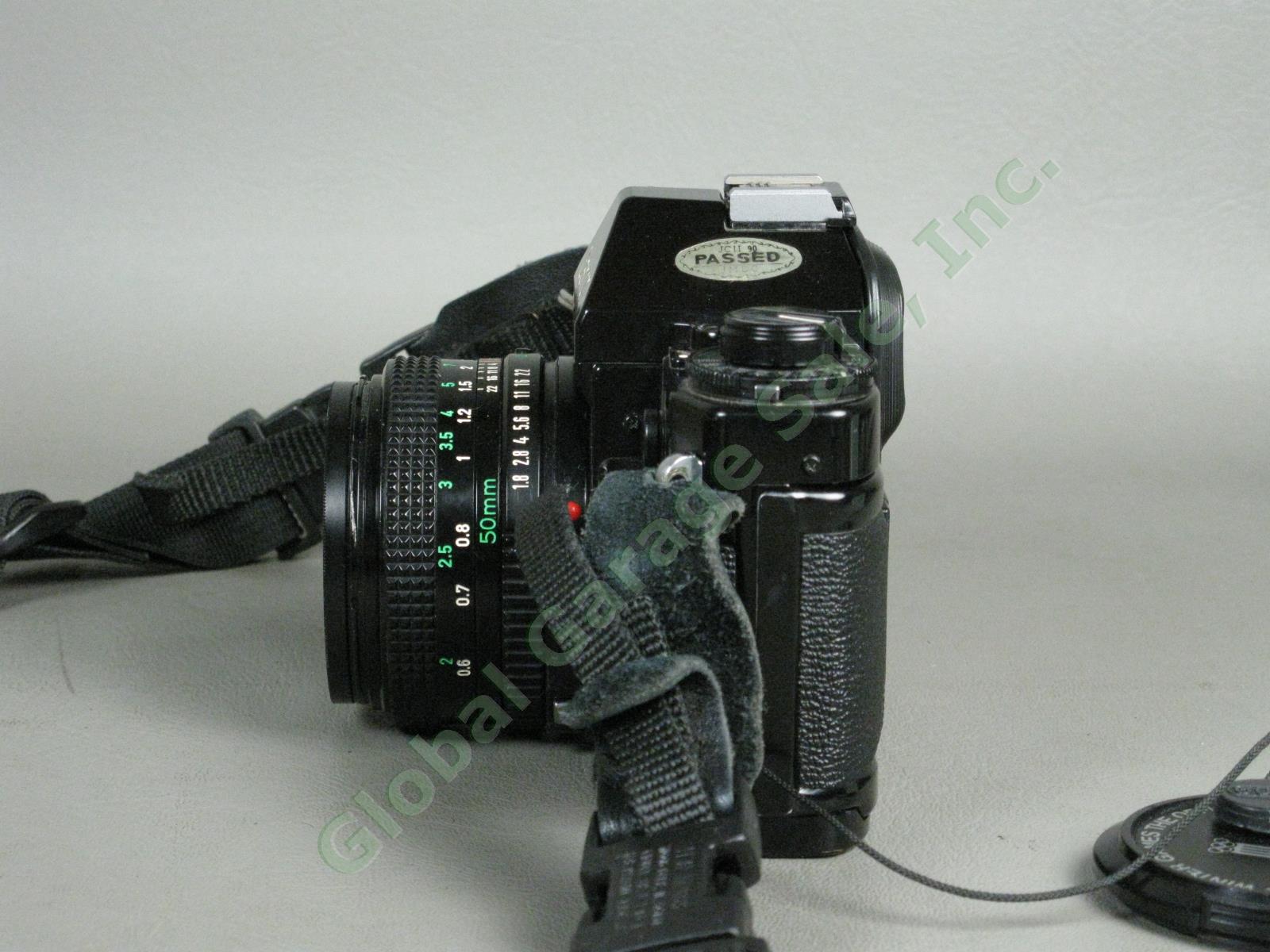Canon A1 35mm Camera Bundle FD 50mm 1:1.8 FD 28mm 1:2.8 Vivitar 75-205mm Zoom ++ 2