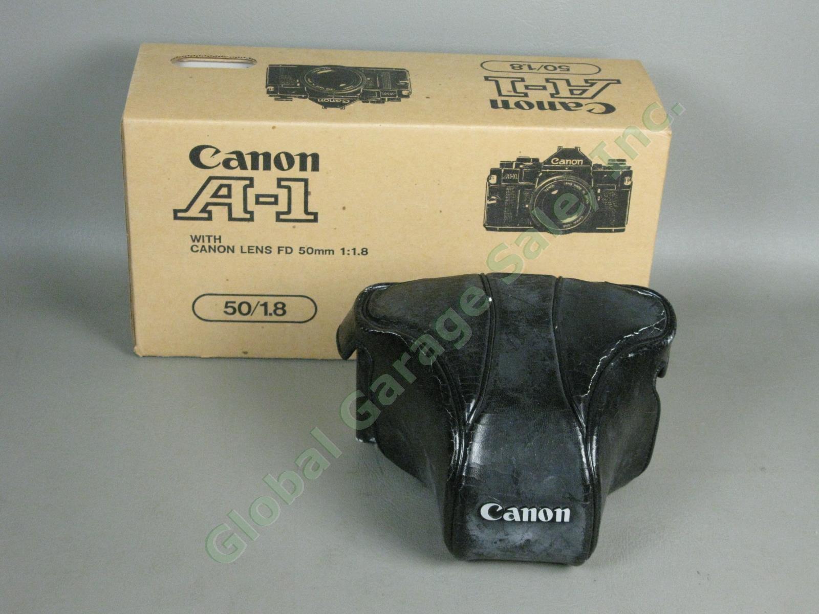 Canon A1 35mm Camera Bundle FD 50mm 1:1.8 FD 28mm 1:2.8 Vivitar 75-205mm Zoom ++ 8
