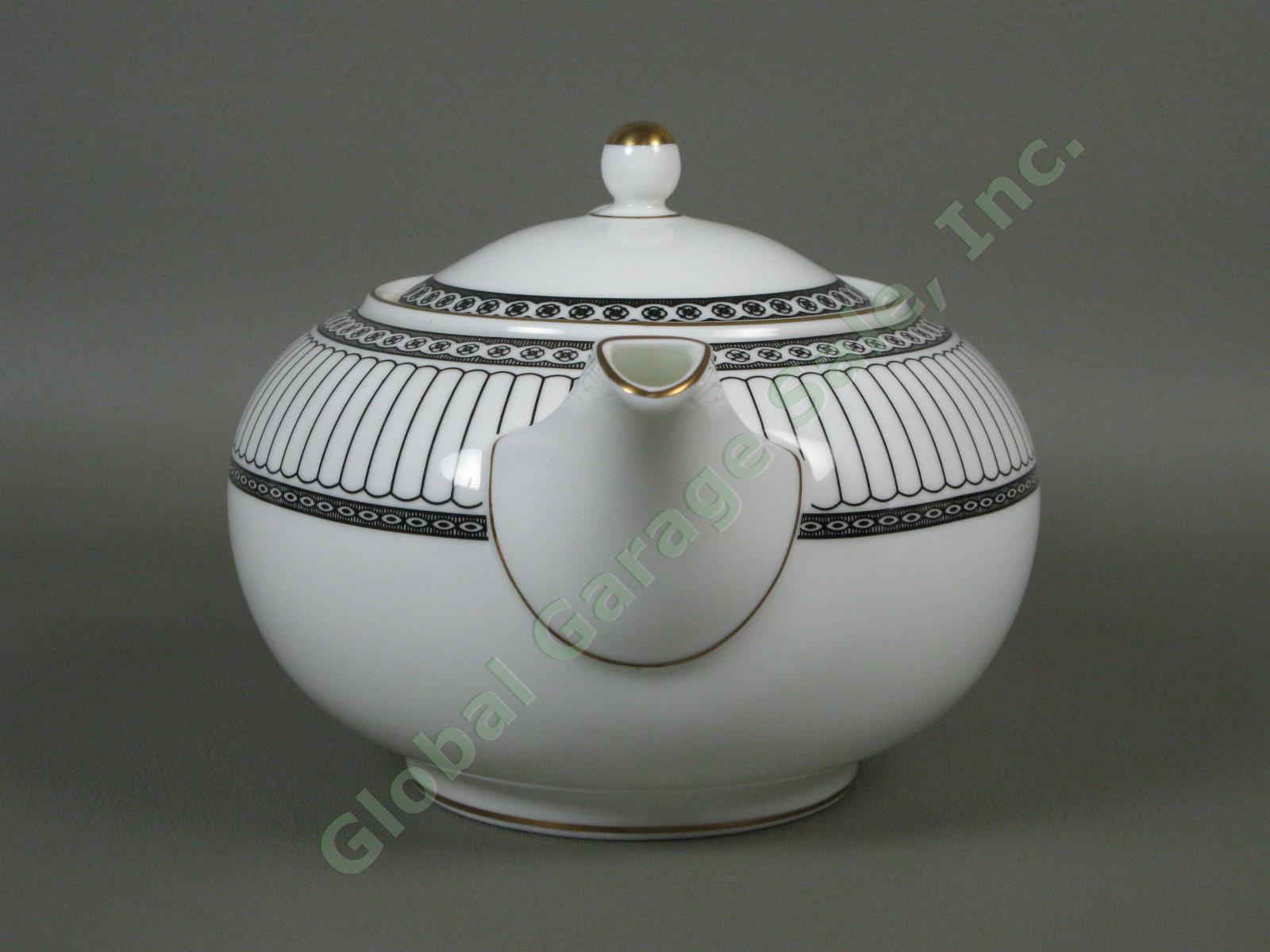 RARE 4 Cup Teapot & Lid Wedgwood Colonnade Black England Bone China Tea Pot NR 1