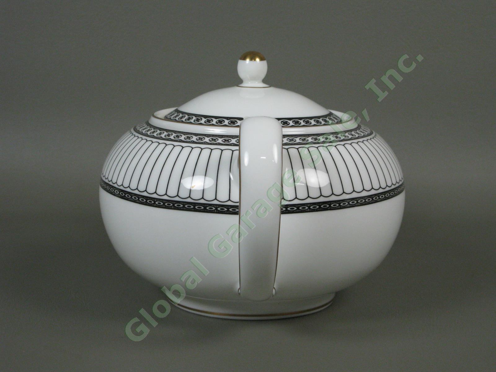 RARE 4 Cup Teapot & Lid Wedgwood Colonnade Black England Bone China Tea Pot NR 3