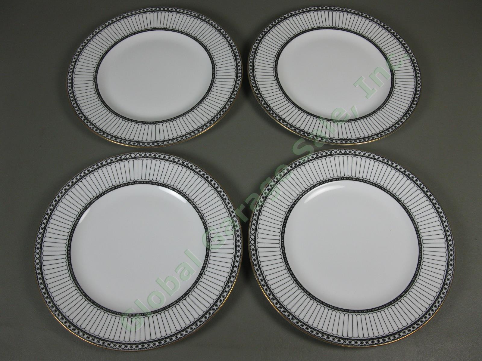 4 RARE 10.5" Inch Wedgwood Colonnade Black Dinner Plates England Bone China NR