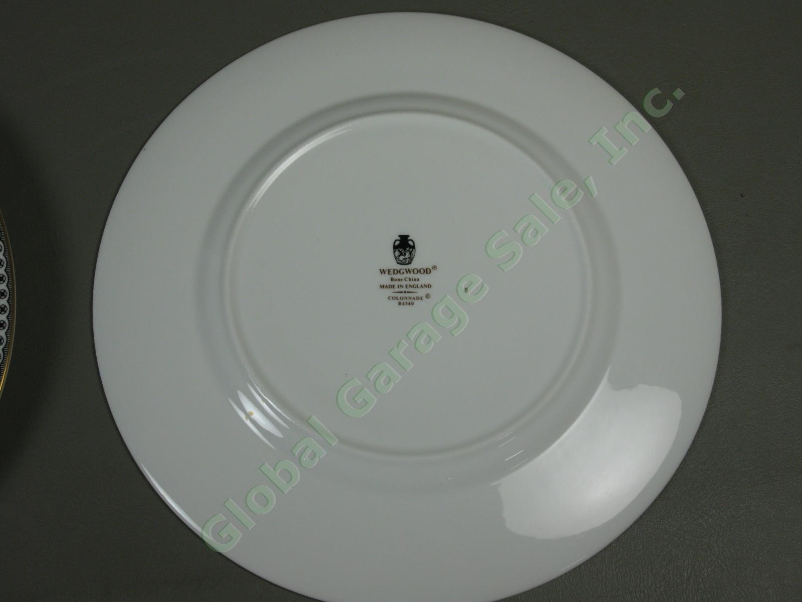 4 RARE 10.5" Inch Wedgwood Colonnade Black Dinner Plates England Bone China NR 3