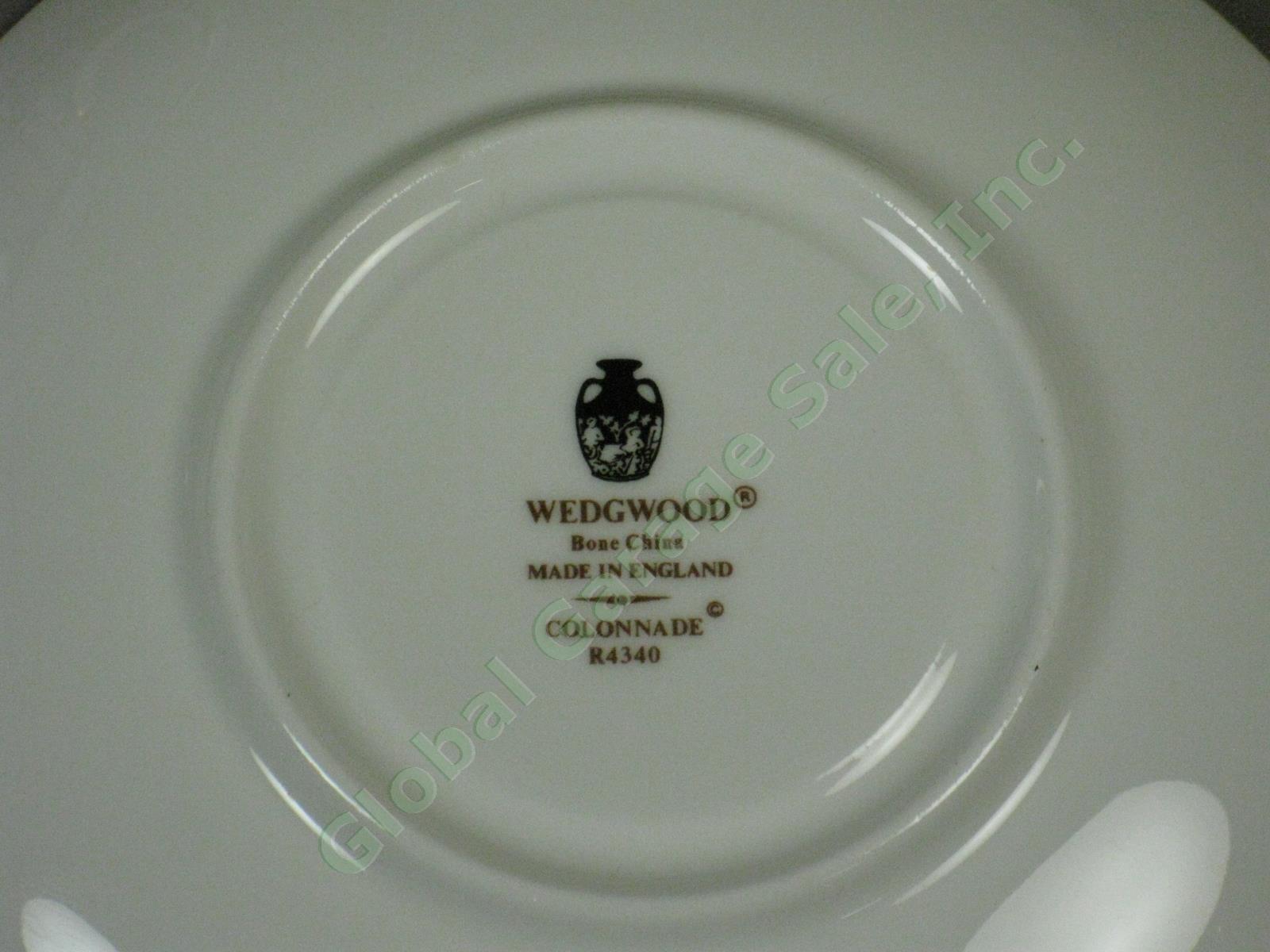 4 RARE Wedgwood Colonnade Black England Bone China Footed Tea Cup Saucer Sets NR 7