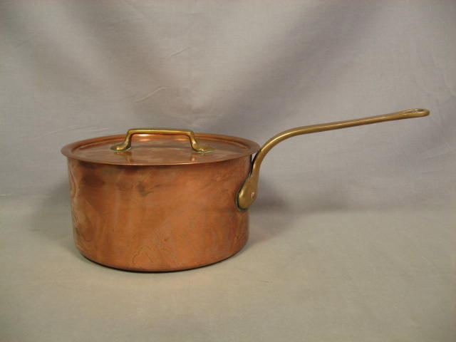 6 Vintage Copper Cookware Pot Pan Collection Set Lot NR 3