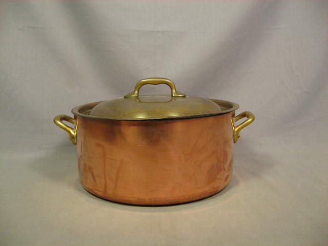 6 Vintage Copper Cookware Pot Pan Collection Set Lot NR 11
