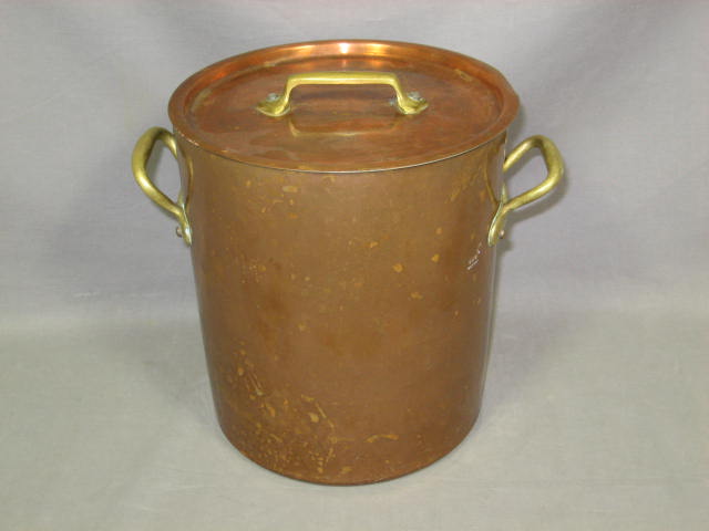 6 Vintage Copper Cookware Pot Pan Collection Set Lot NR 13