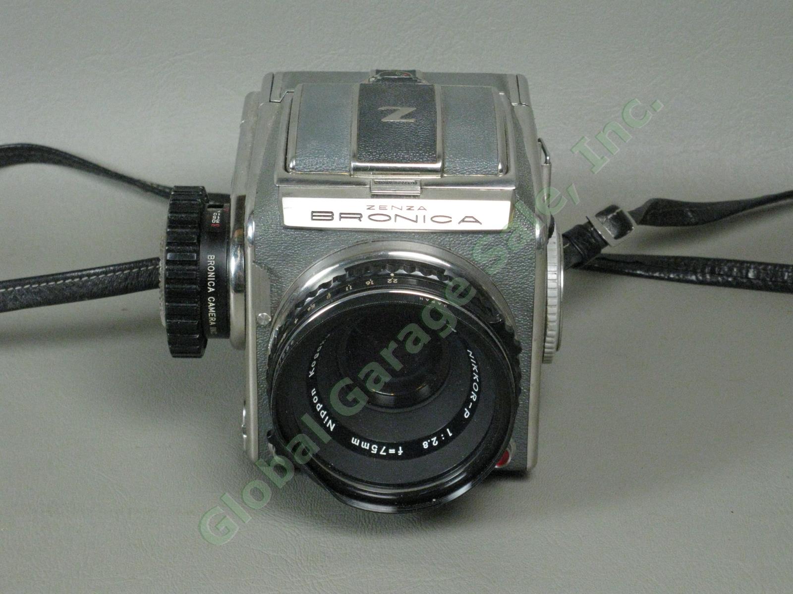 Vtg Zenza Bronica D Deluxe 6x6 Camera Nikkor-P 75mm f/2.8 Lens + Extra Film Back 1