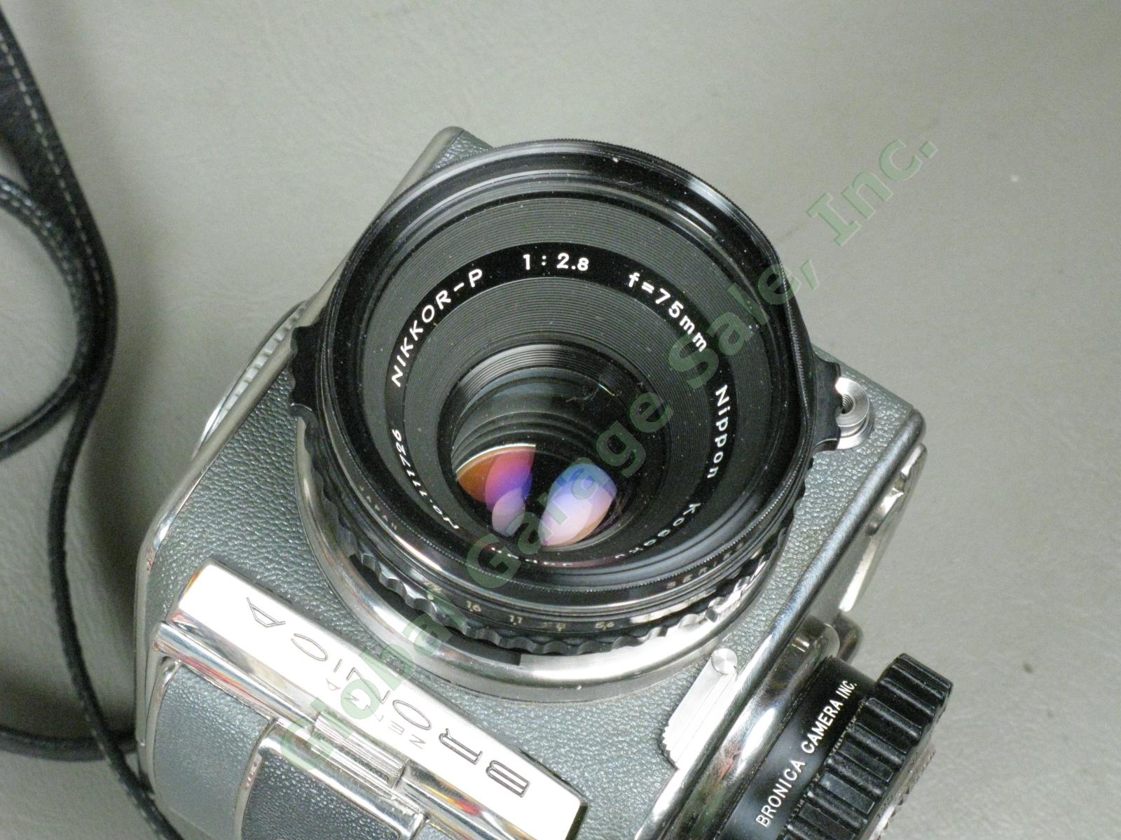 Vtg Zenza Bronica D Deluxe 6x6 Camera Nikkor-P 75mm f/2.8 Lens + Extra Film Back 7