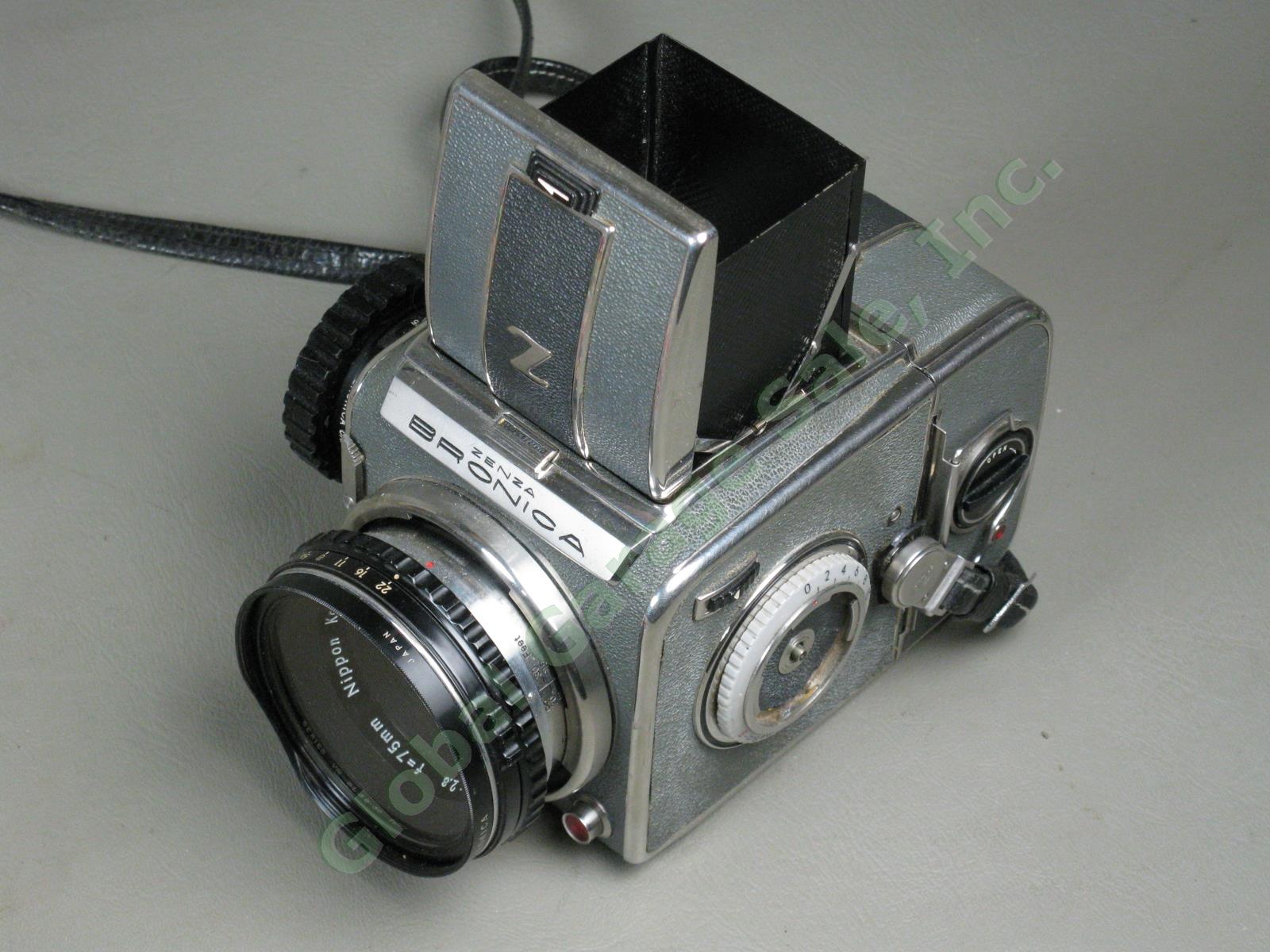 Vtg Zenza Bronica D Deluxe 6x6 Camera Nikkor-P 75mm f/2.8 Lens + Extra Film Back 8