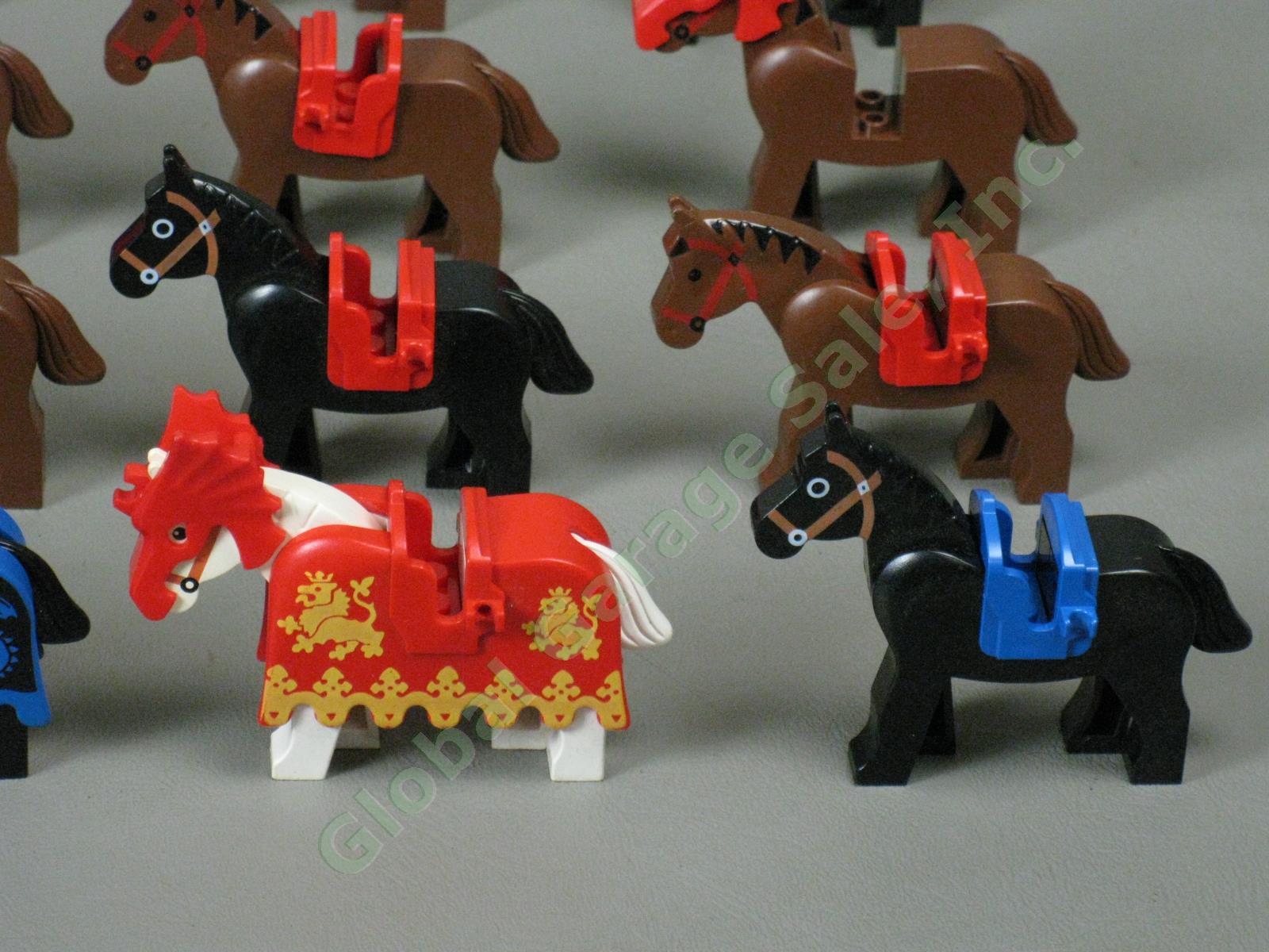 Huge Lot 29 Lego Horse Figure Minifigure Set Black White Brown Barding Saddle NR 1