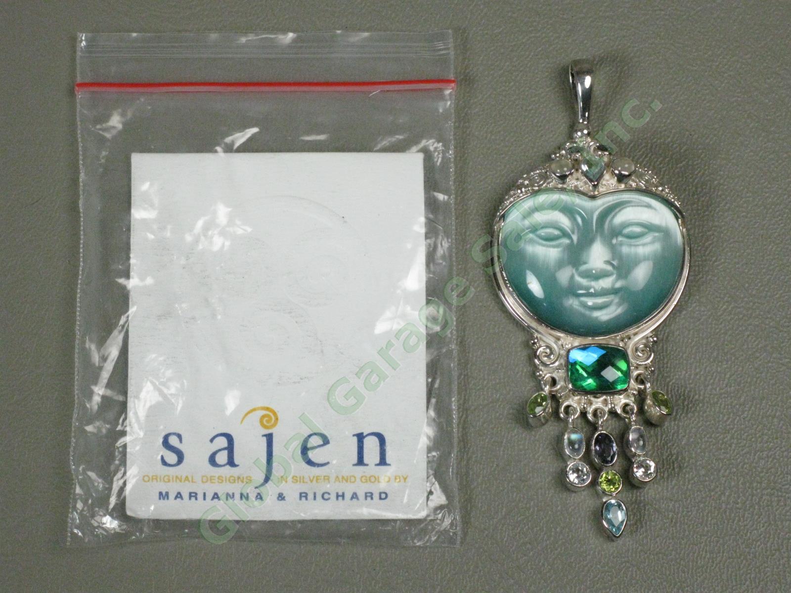 NEW Sajen Goddess Pendant Necklace Large Multi Gemstones Sterling Silver NO RES!