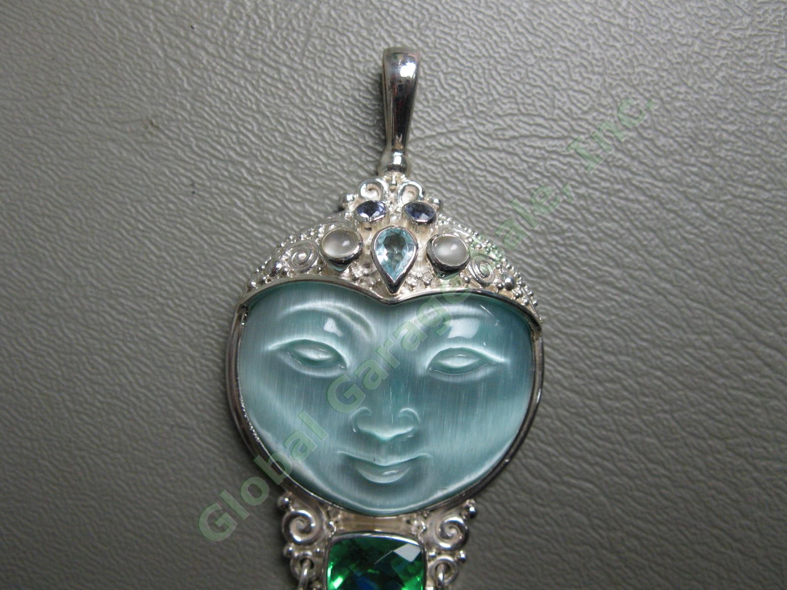 NEW Sajen Goddess Pendant Necklace Large Multi Gemstones Sterling Silver NO RES! 1