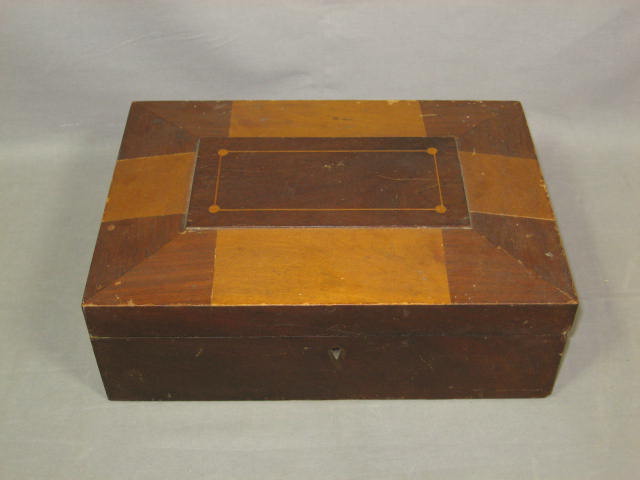 Antique Shaker Wood Wooden Sewing Box Tray +Pin Cushion