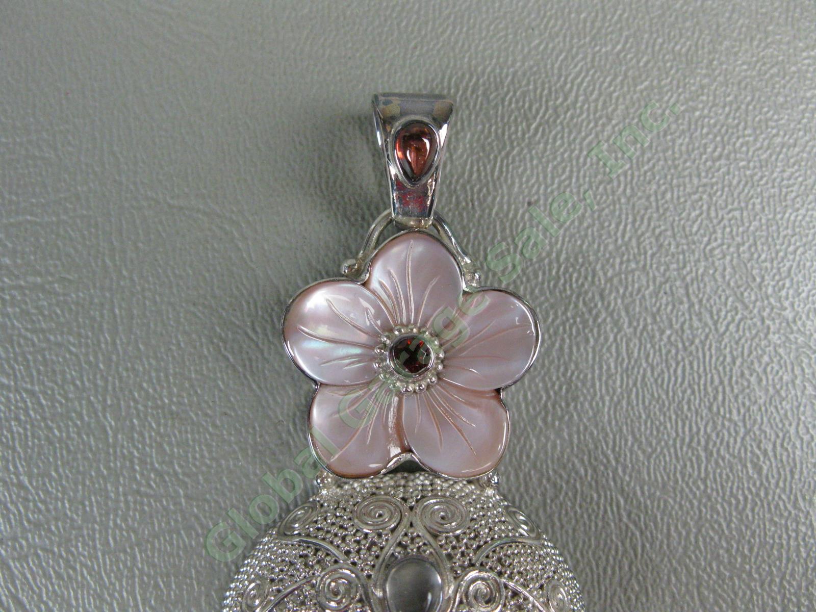NEW Sajen Goddess Pendant Necklace Large Gemstone Agate MOP Sterling Silver NR! 2