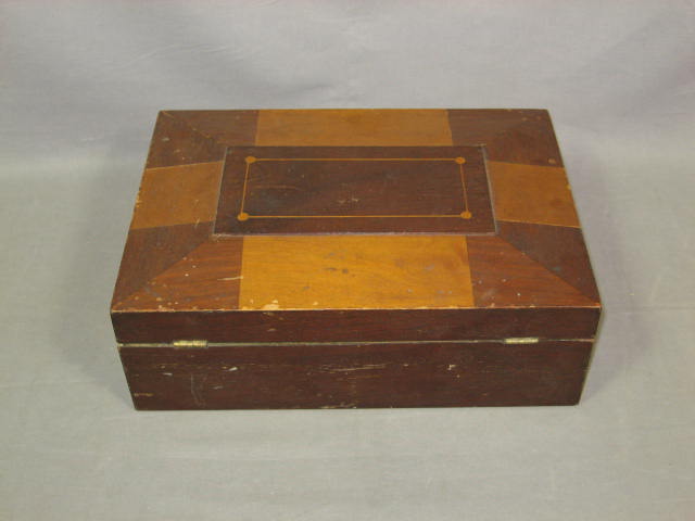 Antique Shaker Wood Wooden Sewing Box Tray +Pin Cushion 2
