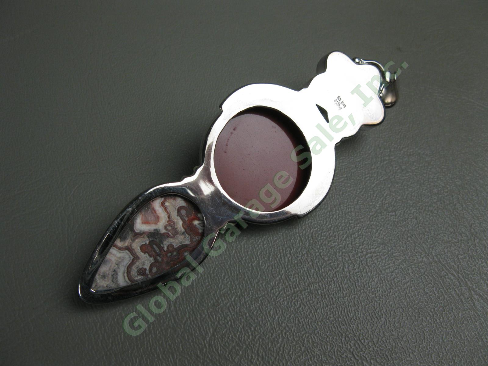 NEW Sajen Goddess Pendant Necklace Large Gemstone Agate MOP Sterling Silver NR! 9