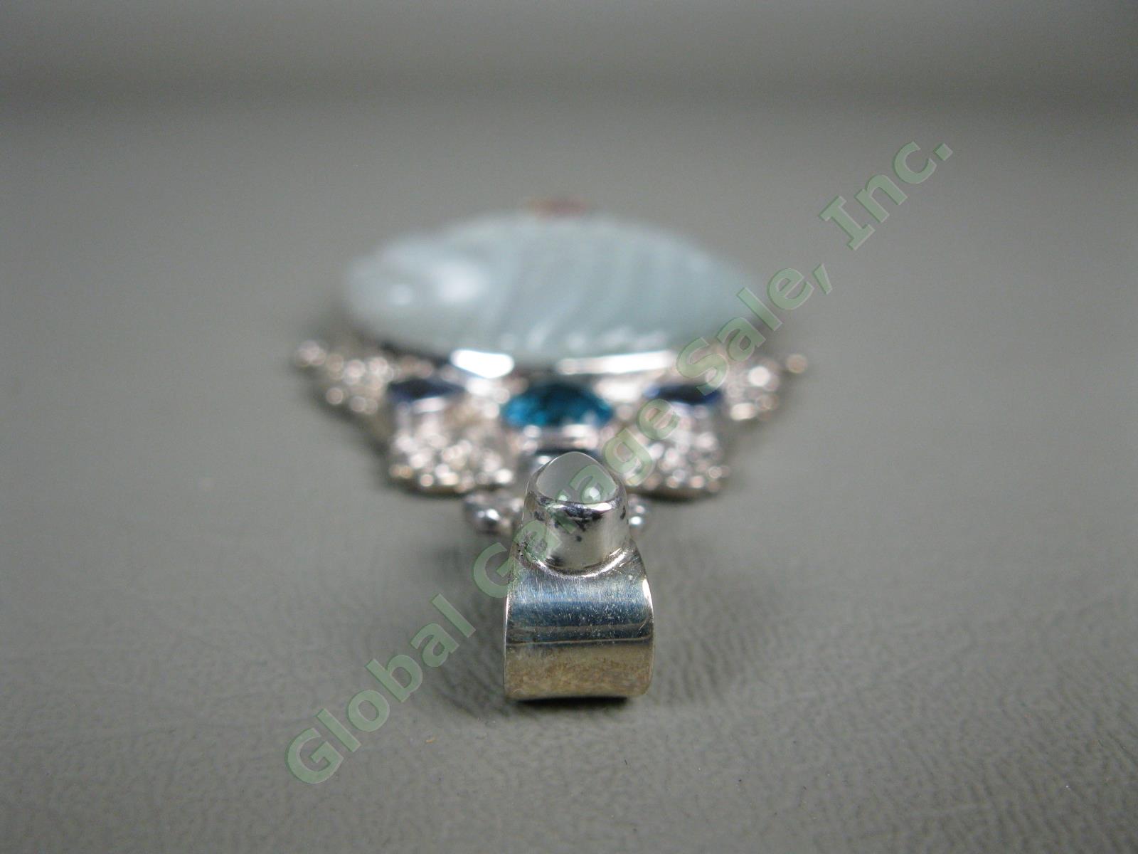 NEW Sajen White Large Fiber Optic Swan Pendant Gemstones Sterling Silver NO RES! 7