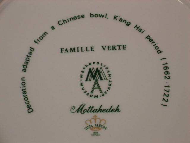 4 Mottahedeh Vista Alegra Famille Verte Dinner Plates 3