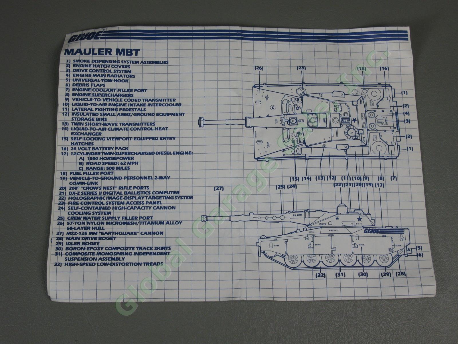 100% COMPLETE Vintage 1985 GI Joe Mauler MBT Manned Battle Tank Heavy Metal NR 13