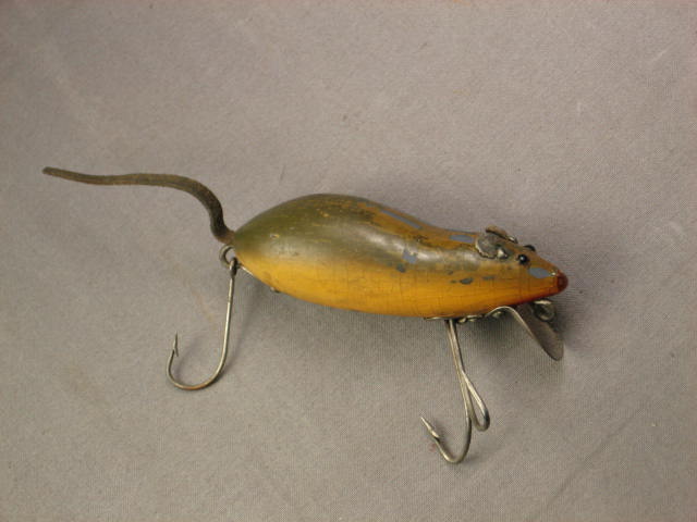 4 Vintage Heddon Fishing Lures Dowagiac Mouse Glass Eye 5