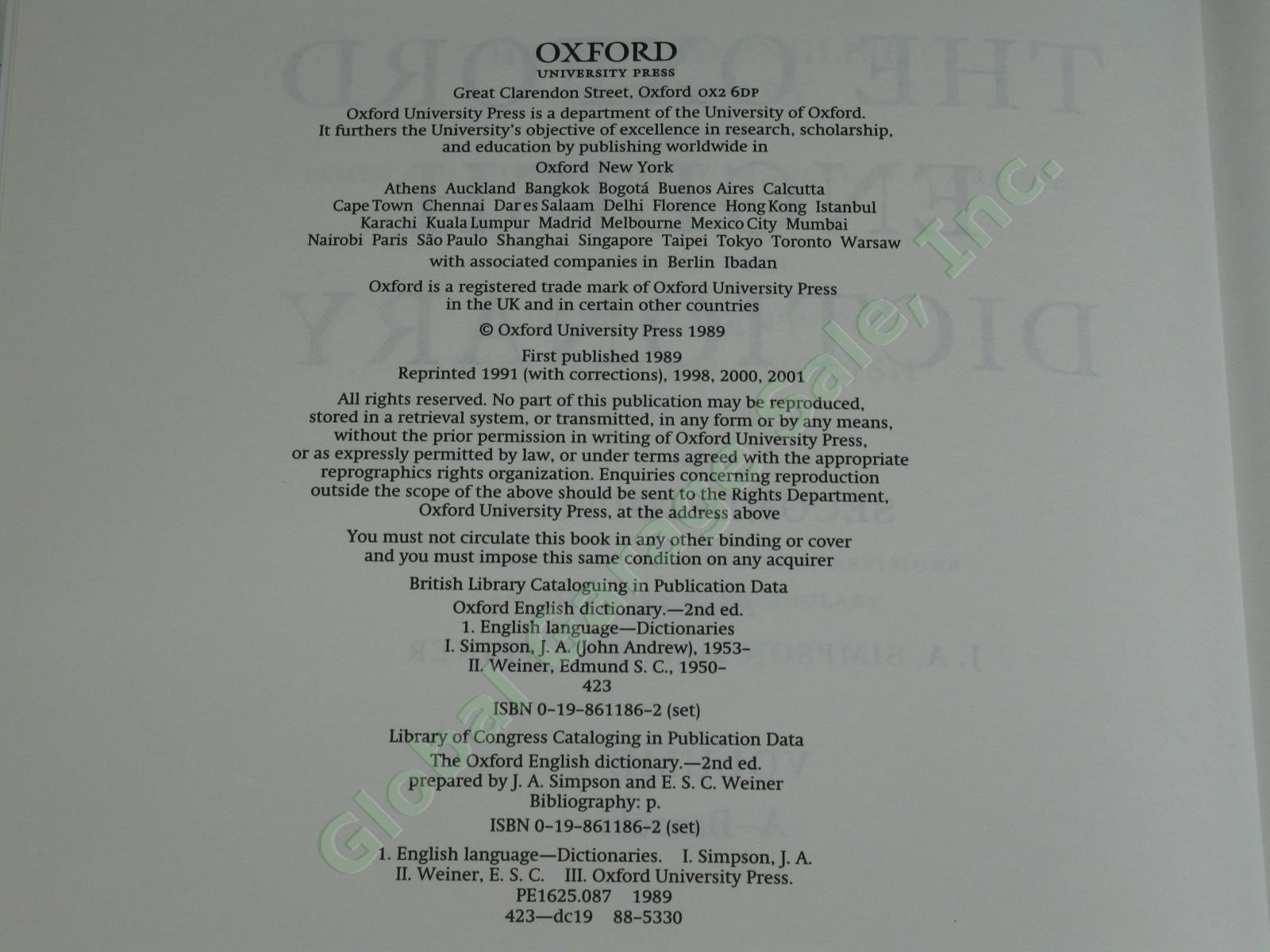 Oxford English Dictionary Complete Set Volumes 1-20 2nd Edition Clarendon Press 3