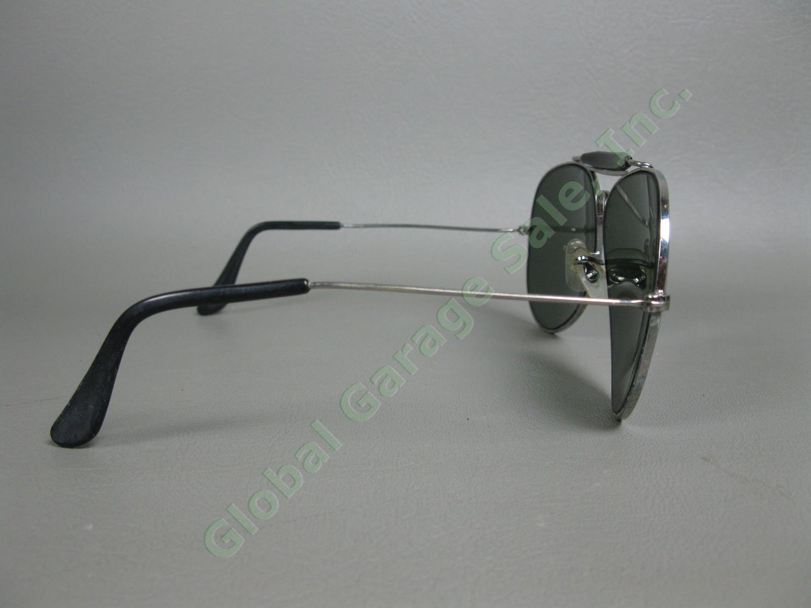Vtg Bausch + Lomb Ray-Ban Large Aviator Sunglasses 62-14 Green Lenses w/ Case 2