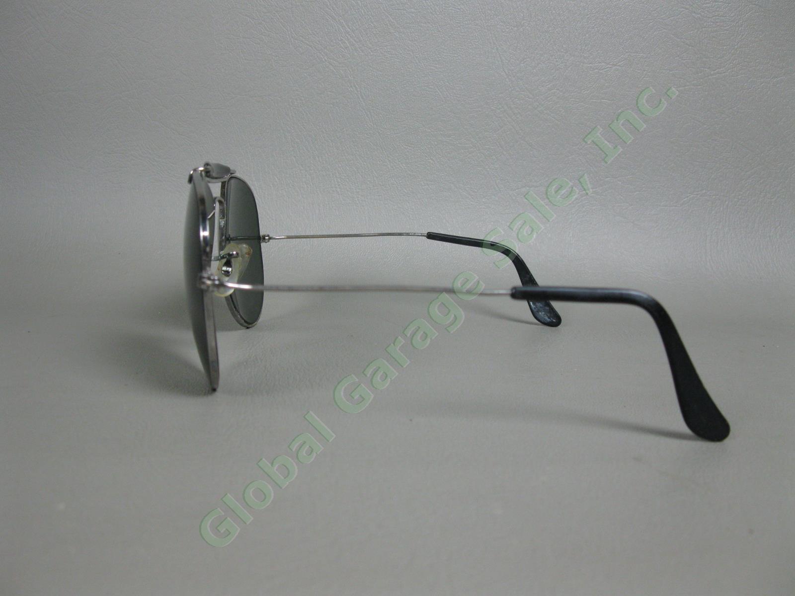 Vtg Bausch + Lomb Ray-Ban Large Aviator Sunglasses 62-14 Green Lenses w/ Case 4