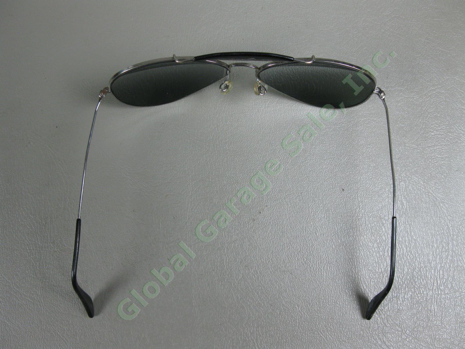 Vtg Bausch + Lomb Ray-Ban Large Aviator Sunglasses 62-14 Green Lenses w/ Case 5