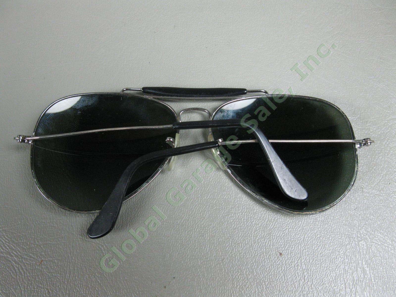 Vtg Bausch + Lomb Ray-Ban Large Aviator Sunglasses 62-14 Green Lenses w/ Case 8