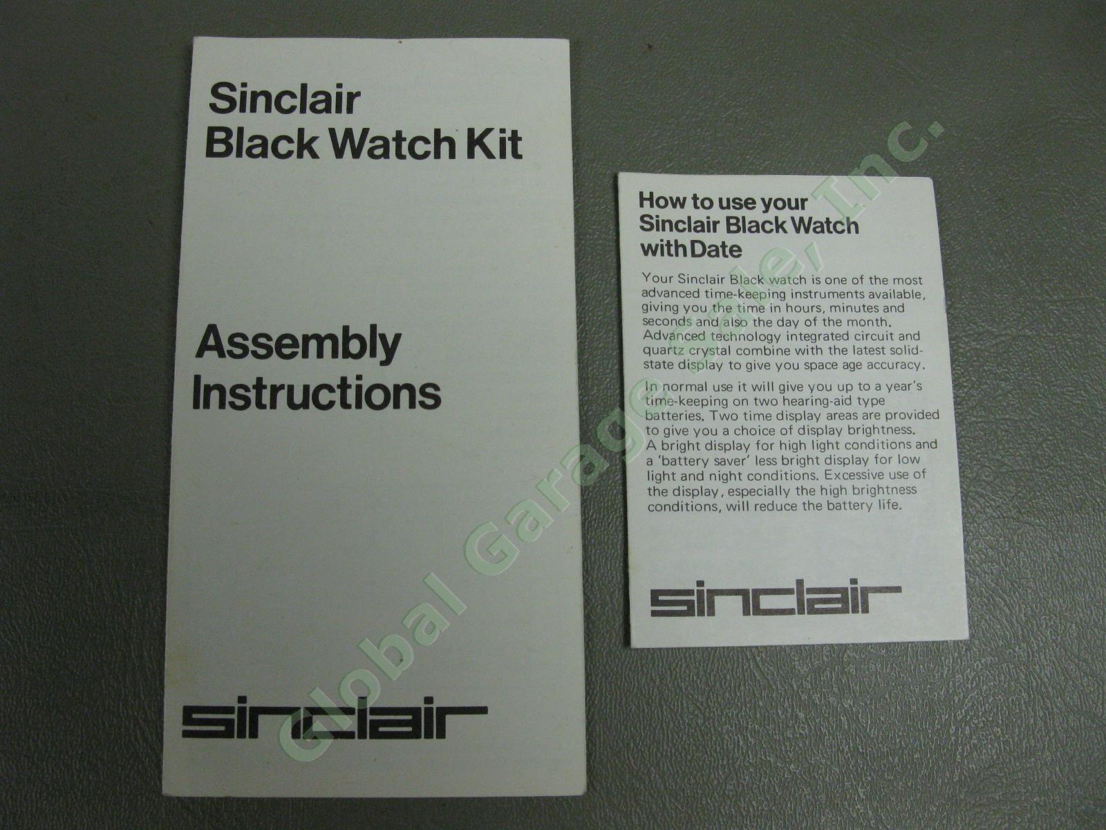 RARE Vintage 1976 Sinclair LED Digital Black Watch Building Kit Orig Package NR 8