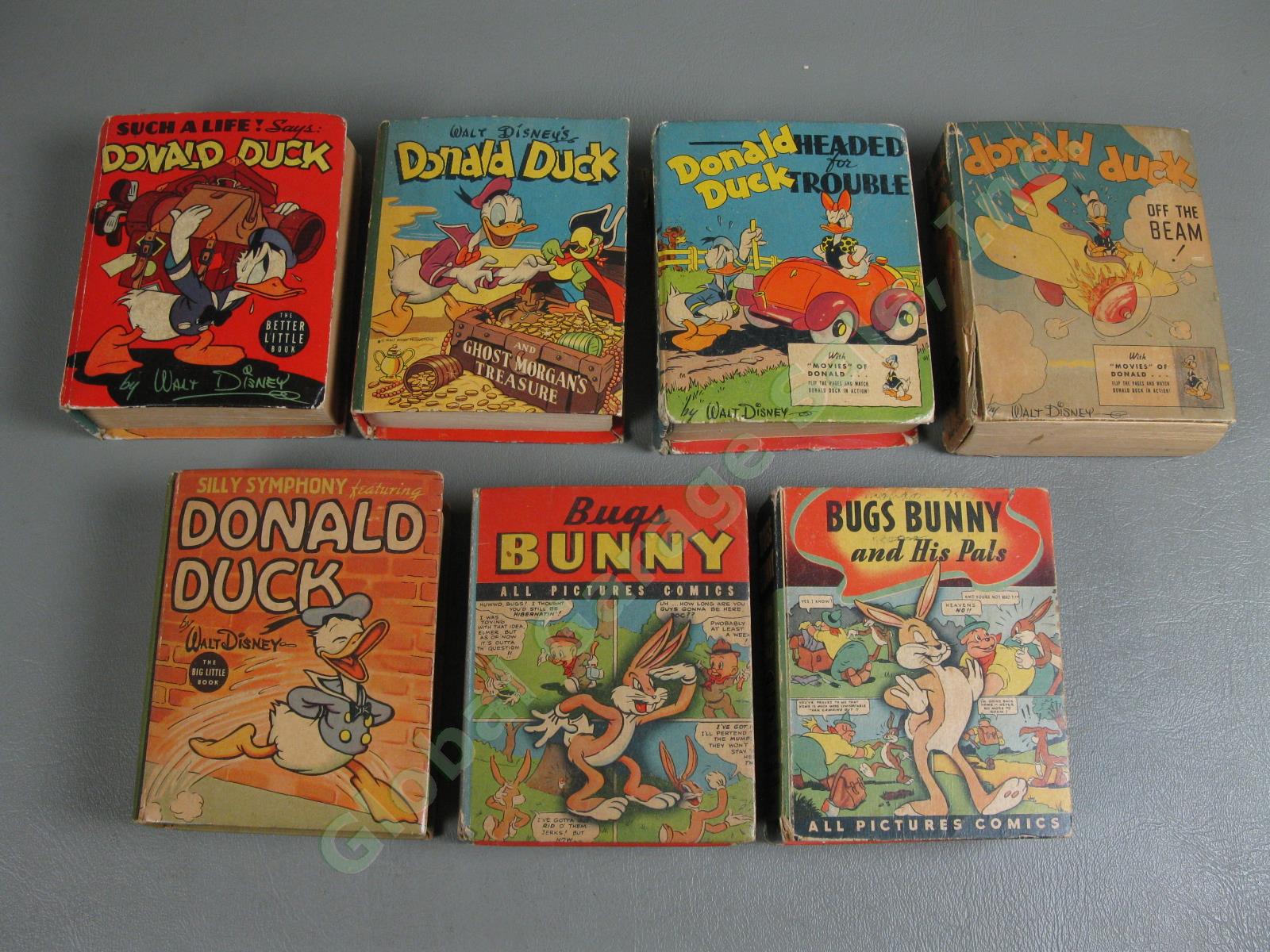 7 Vtg Bugs Bunny Donald Duck Big/Better Little Books Lot Ghost Morgans Treasure