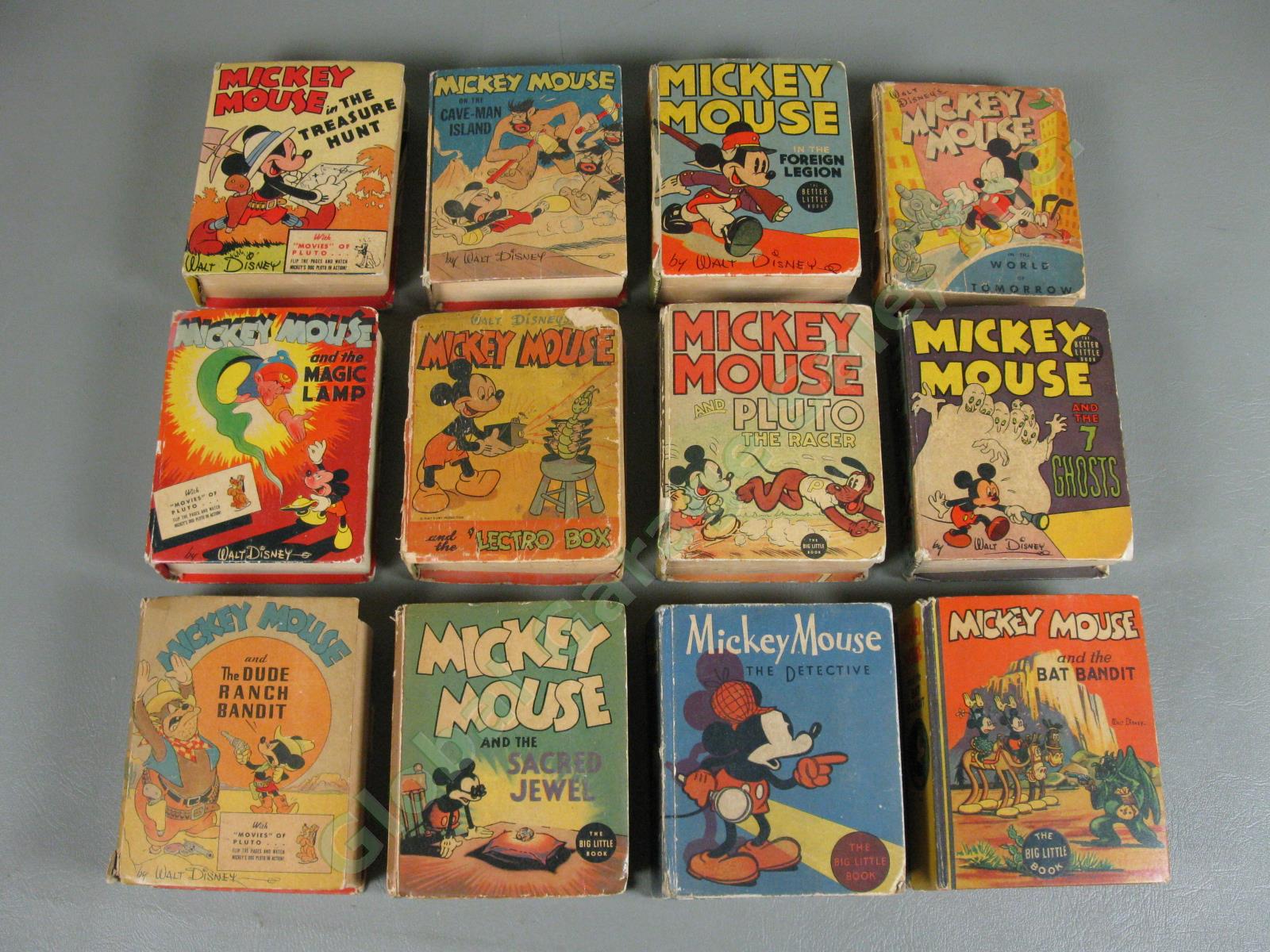 12 Vtg Mickey Mouse Big/Better Little Books Lot Bat Bandit Dude Ranch Detective