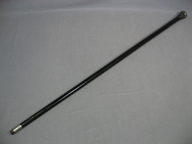 Antique 1800s Silver + Wood Wooden Walking Stick Cane 3