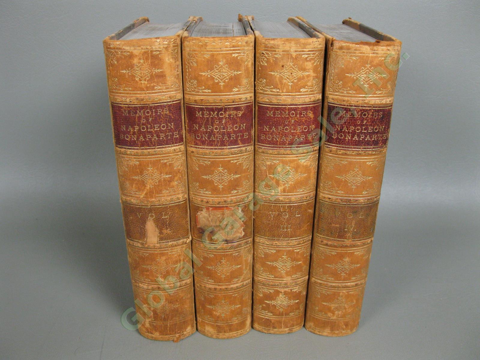 Rare Antique 1885 Memoirs of Napoleon 4 Volume Book Set Leather Bourrienne NR!