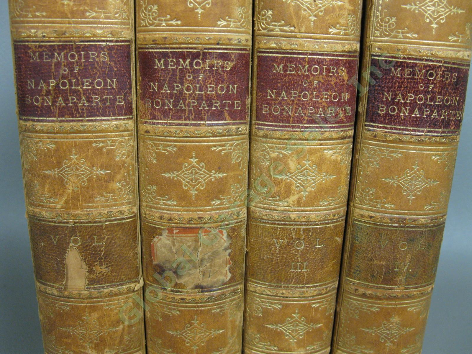 Rare Antique 1885 Memoirs of Napoleon 4 Volume Book Set Leather Bourrienne NR! 1