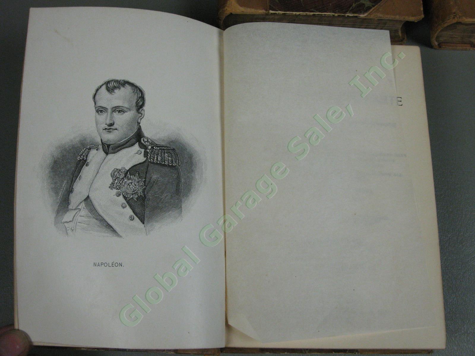Rare Antique 1885 Memoirs of Napoleon 4 Volume Book Set Leather Bourrienne NR! 7