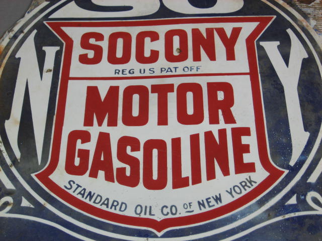 Vintage Socony Standard Oil NY 2-Sided Porcelain Sign 1