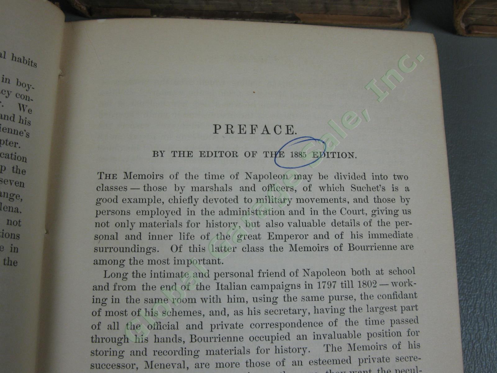 Rare Antique 1885 Memoirs of Napoleon 4 Volume Book Set Leather Bourrienne NR! 10