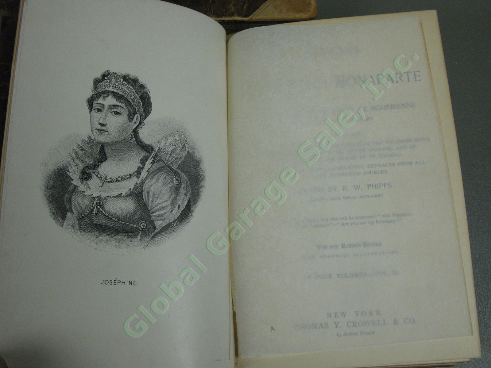 Rare Antique 1885 Memoirs of Napoleon 4 Volume Book Set Leather Bourrienne NR! 11
