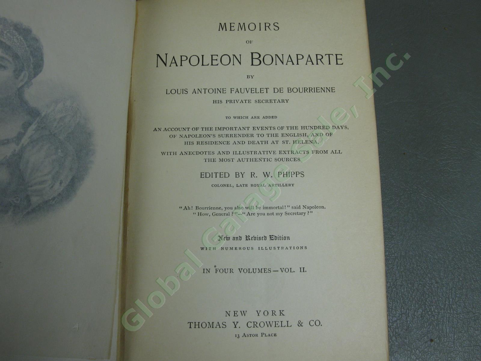Rare Antique 1885 Memoirs of Napoleon 4 Volume Book Set Leather Bourrienne NR! 12