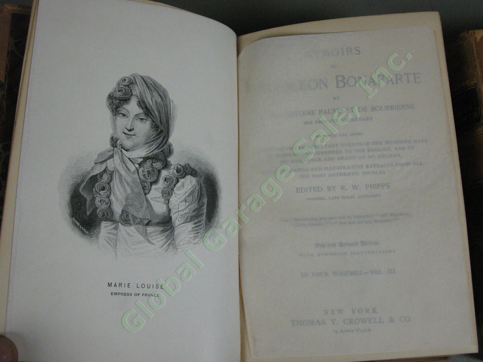Rare Antique 1885 Memoirs of Napoleon 4 Volume Book Set Leather Bourrienne NR! 14