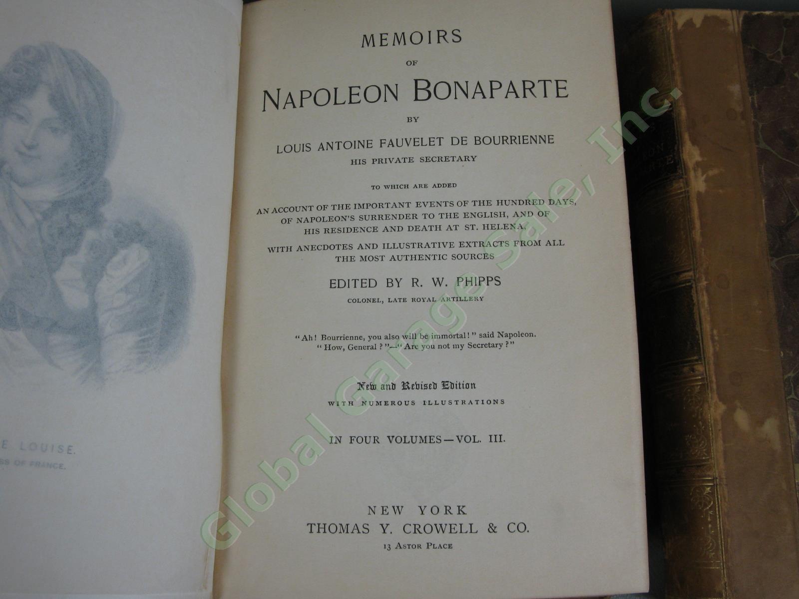 Rare Antique 1885 Memoirs of Napoleon 4 Volume Book Set Leather Bourrienne NR! 15