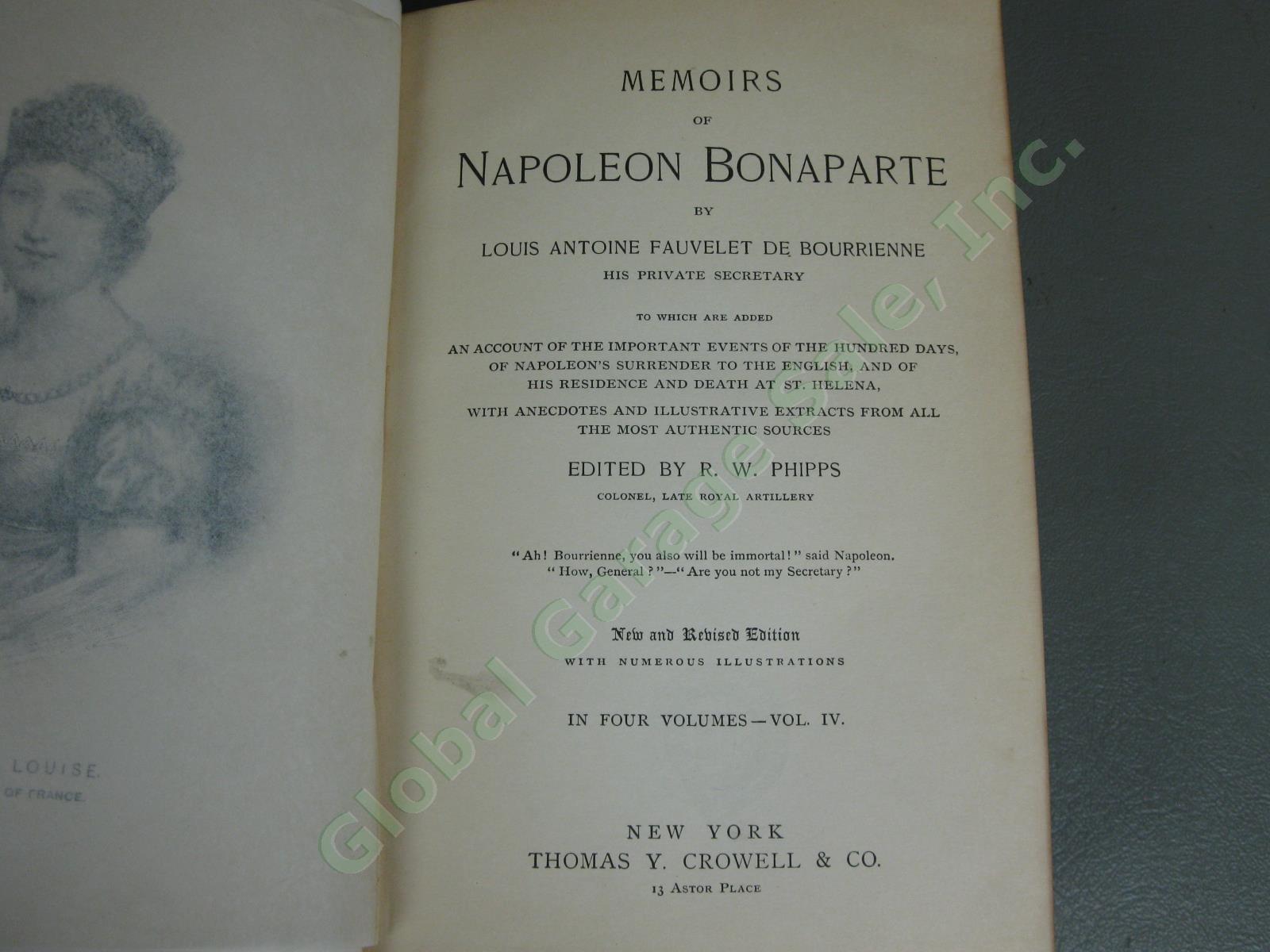 Rare Antique 1885 Memoirs of Napoleon 4 Volume Book Set Leather Bourrienne NR! 17