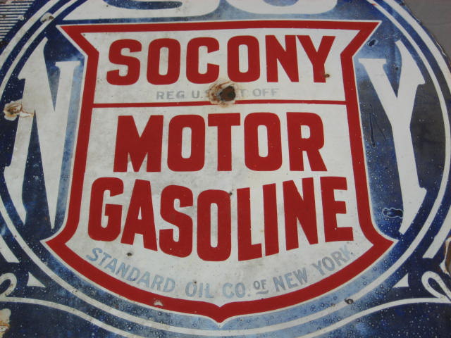 Vintage Socony Standard Oil NY 2-Sided Porcelain Sign 4