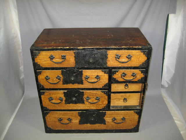 Antique Japanese Wooden Tansu Chest Of Drawers Trunk NR 1