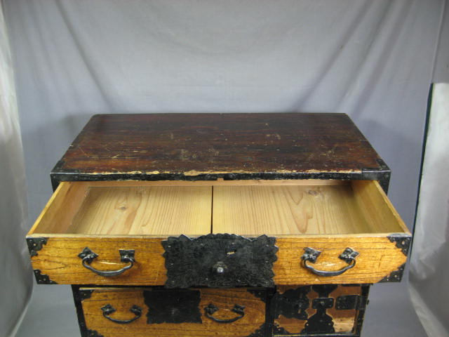 Antique Japanese Wooden Tansu Chest Of Drawers Trunk NR 3