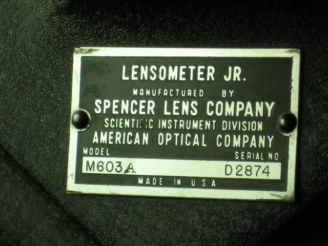 Vintage Spencer Lens Lensometer Jr M603A Microscope NR 8