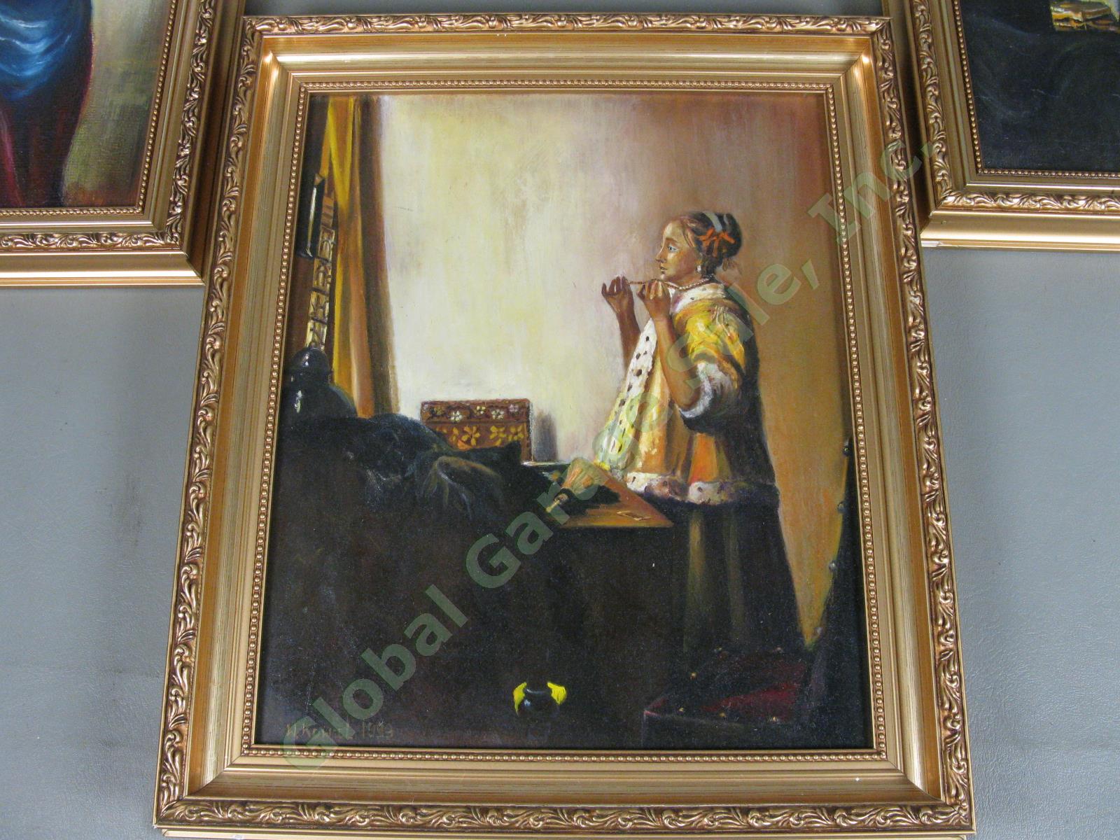 7 W Kowal Signed Vintage Original Polish Oil Paintings Lot After Vermeer + NR! 9