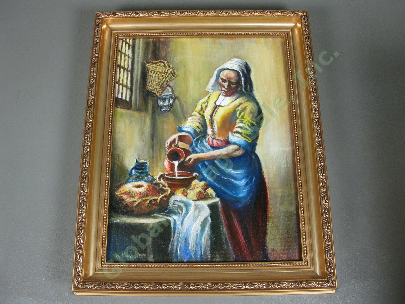 7 W Kowal Signed Vintage Original Polish Oil Paintings Lot After Vermeer + NR! 13